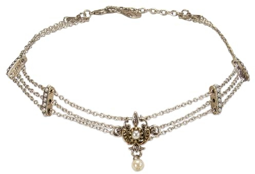 Alpenflüstern Trachten-Metall-Kropfkette Lea - nostalgische Trachtenkette, eleganter Damen-Trachtenschmuck, Dirndlkette (bi-color-farben) DHK339