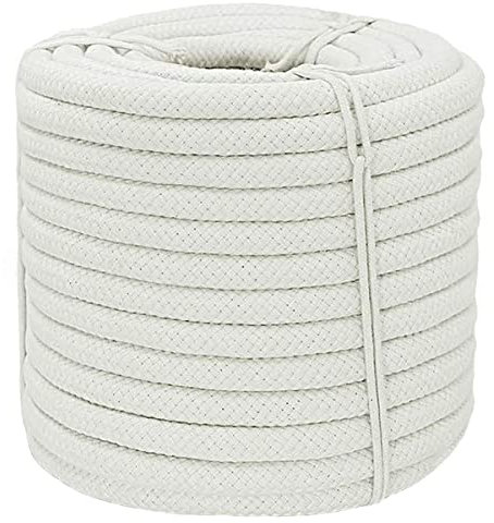 YUZENET Cuerda trenzada de algodón blanco (3/8 pulgadas x 150 pies) cuerda suave natural