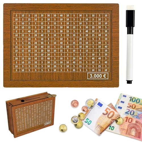 Huiyuenuo Spardose 3000 Euro, Sparbox mit Zahlen Ankreuzen, Spardose mit Zähler, Retro Sparbüchse Aufbewahrungsbox, Wiederverwendbare für Hilft Erwachsene und Kindern Gewohnheit Zum Sparen