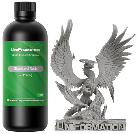 UNIFORMATION 3D Drucker Resin HD 3D-Druckerharz Standard Schnell UV-härtendes 3D-Harz auf Pflanzenbasis mit hoher Präzision und niedriger Viskosität Geeignet für Miniaturen, HD Grau 1KG