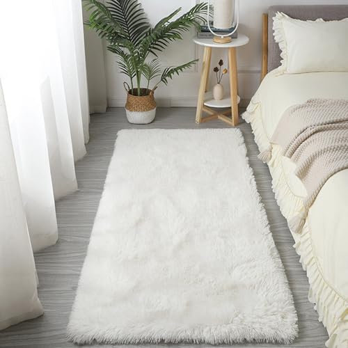 XUEDNGM Teppich Wohnzimmer Plüsch Teppich 300 x 300 cm Langflor Wohnzimmerteppich rutschfest Fellteppich Waschbar Flauschig Weich rutschfest Moderne Deko für Wohn Schlafzimmer, Weiß