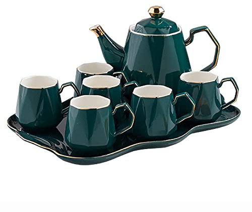 sjdoPulse Kaffeetassen Porzellan Teeservice Teetassen Und Untertassen Tasse Nachmittagstee-Sets Mit Teekanne Mit Goldrand
