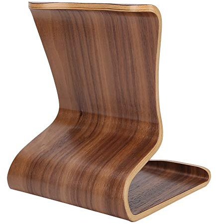 Soporte para Móvil y Tablet de Madera,Soporte de Mesa para Escritorio y Mesita de Noche - Base Estable para Ver Videos, Leer y Videollamadas - Color Beige y Marrón