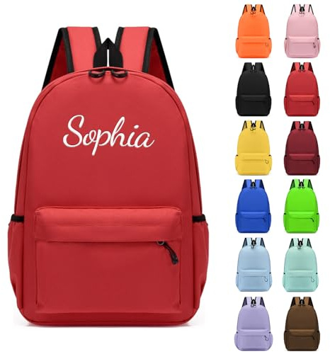 Generisch Personalisierte Rucksack Kinder, Rucksack Kleinkind mit Gestickt Name, Kinderrucksack für Mädchen Junge, Kinderrucksäcke Schulranzen Tasche für Kita Kindergarten Grundschule Vorschule (Rot)