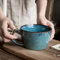 Treer 650ml Große Keramik Kaffeetasse mit Henkel, Vintage-Blau Kaffeebecher, Teetasse, Suppenschüssel Mokkatasse Cappuccino Tassen für Zuhause und BüRo, Mikrowellensicher (Blau,650ml)