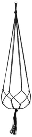 Makramee Pflanzenhänger mit Quaste, Makramee Pflanzenhänger Indoor Hanging Planter, Geflochtenes Seil Blumenampel für Pflanzen oder Boho Home Decor 90cm (Schwarz)