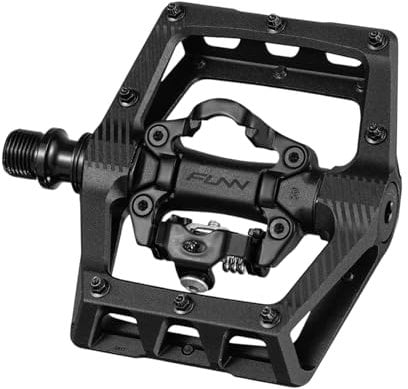 Funn Ripper2 Klickpedale für Mountainbikes, Kompakte Plattformpedale mit einseitigem Klicksystem, Kompatibel mit SPD-Cleats, 9/16 CrMo-Achse (Schwarz)