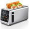 Toaster Langschlitz Edelstahl mit Smart Touchscreen & Memory-Funktion, Toaster 4 Scheiben mit 6 Bräunungsstufen & 5 Brotmodi, Auftau- & Aufwärmfunktion, Single Slot Technologie