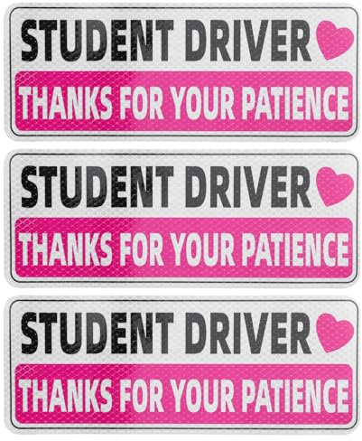 3 Teiliger Fahranfänger Magnetschild,Anfänger Schild Auto, Fahranfänger Aufkleber, Wasserdicht und Verschleißfest, Student Driver Geschenk, Magnet Schild Beginner für Fahrschule (Schwarz Rosa)