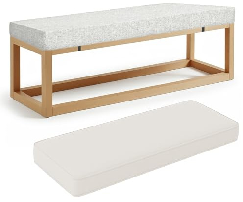ZSWXF 5cm Dicke Sitzkissen Outdoor Leinenstoff Bankauflage Bankkissen Sitzauflage Stuhlkissen Bank Sitzbank Auflage Polster fur Banke Kissen Kissenauflage for Gardenbank,Weiß,130 x 50 x 5 cm