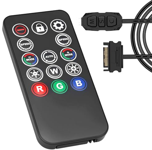 ARCELI ARGB Controller mit Fernbedienung, 5V 3-Pin 14 Key SATA Power ARGB Controller PC RGB Case Fans Switch Farben RGB Fan Hub für Beleuchtungssteuerung und Lichtleisten
