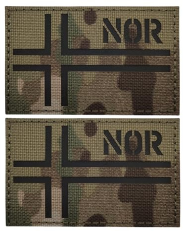 Parches reflectantes IR de la bandera de Noruega, paquete de 2 parches tácticos de nailon para chalecos y cascos, equipo de flexión ligero para exteriores, uso militar y de supervivencia