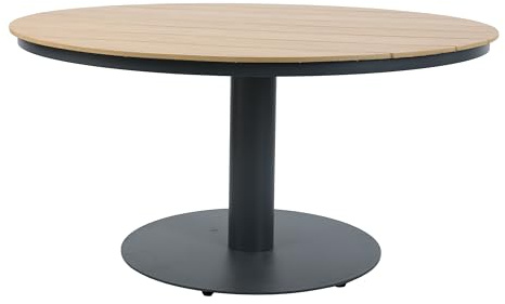 AXI Jay runder Gartentisch aus Polywood in Holzoptik Ø 150 cm | Esstisch Wetterfest für den Garten/Terrasse/Outdoor mit Gestell in Anthrazit | Sitzgruppe Rund für 6 Personen | 150 x 73 cm