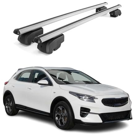 OMAC Dachträger für Kia XCeed Kombi 2019-2026 Aluminium 2 Stangen Silber | ISO/PAS 11154:2006 geprüft, Abschließbar, City-Crash-getestet, bis 75 kg Traglast, Querträger, Grundträger