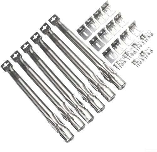 Set di 6 bruciatori di ricambio per barbecue in acciaio inox, per griglie a gas da 35-42 cm, tubi retrattili per accessori alti