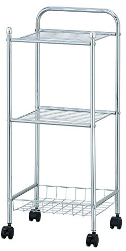Furinno Wayar 3-Tier Tray Shelf with Casters, Chrome