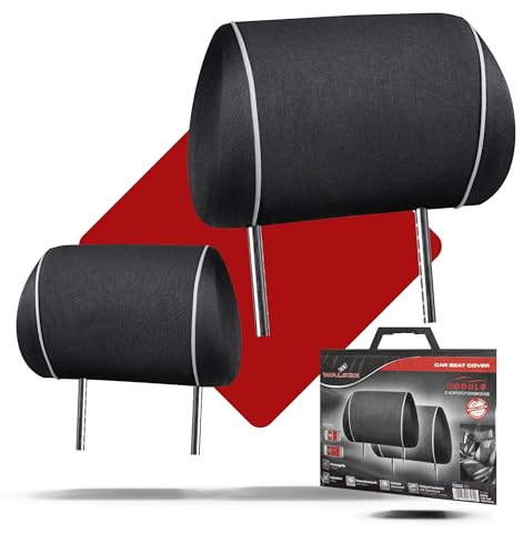 Walser Auto Kopfstützenbezug Modulo, 2 Stück Kopfstützenschutz, Universal Kopfstützenbezug-Set schwarz