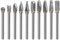 Gasea 10pcs 1/8”(3mm) Shank Rotary Burr Double Cut Tungsten Carbide Cutter Set Die Grinder Bit for Rotary Tool
