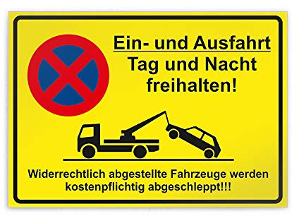 Kiwistar - EIN und Ausfahrt Tag und Nacht freihalten Parkplatzschild PVC - 42 x 30cm