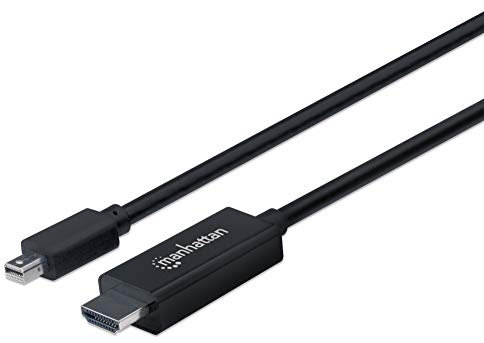Manhattan Mini DisplayPort 1.1 to HDMI Cable, 1080p@60Hz, 1.8m, Male to Male, Black, Three Year Warranty, Polybag