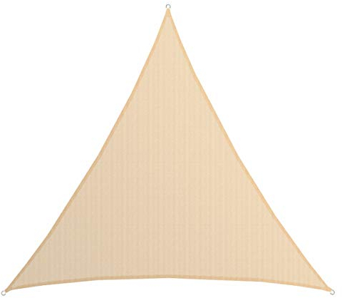 AMANKA Tenda da Sole UV - 7x7x7 m Triangolo HDPE - Telo di Protezione Solare Balcone Giardino Beige