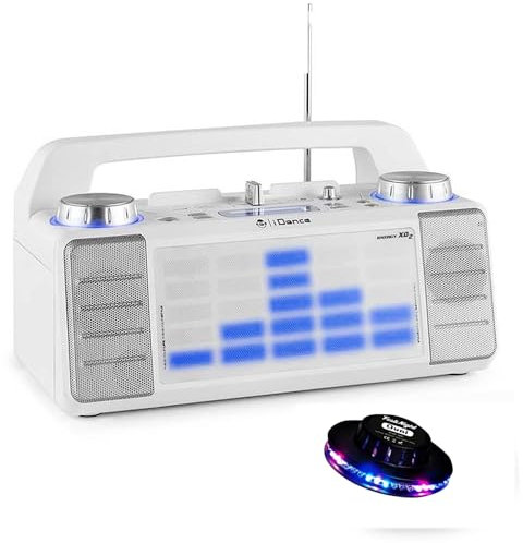 iDance Enceinte XD2 50W à LEDs Bleu AUX/FM/USB/Fader/Mixer/BT + Effet OVNI
