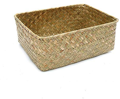 5lightrich Decoraciones para El Hogar Flores Secas De Paja Hechas A Mano Fruta Cesta De Mimbre Caja De Ratán Candy Auriculares Organizador Joyero Color primario Grande