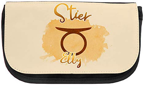 Kosmetiktasche mit Namen Elly und Sternzeichen-Motiv Stier | Schminktasche | Viele Vornamen zur Auswahl