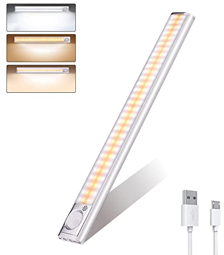 DFGOTOP Lampe de Placard 160 LED Sans Fil, Reglette Cuisine, Eclairage Sous Meuble avec Détecteur de Mouvement, Charge USB pour Armoire, Escalier (2PCS) (40cm-1PCS)