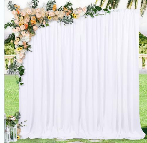LuoluoHouse Elfenbeinfarbene Hochzeitsbögen, 2 Paneele, weiß, Hintergrund für Zeremonie, Empfang, 6 m, für Laube, Hochzeit, Urlaub, Partys, Decke, Voile, Bett, Baldachin, Schal, Dekoration