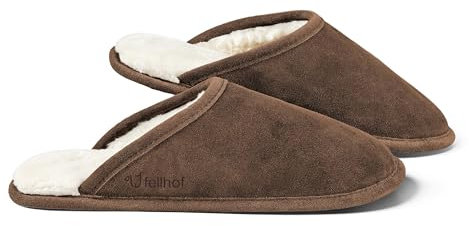 Fellhof Lammfell Hausschuh TRENDY Damen Herren Fell Pantoffeln für Winter & Sommer Hausschuhe aus ECHTEM Lammfell Naturprodukt atmungsaktiv (40/41 Chocolate)