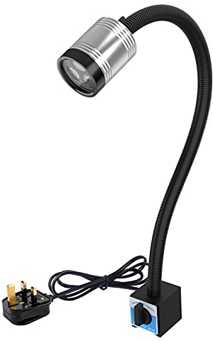 Magnetic Led Light, Led Machine Light, Magnetic gooseneck led IP66 Waterproof 900Lumens Spotlight with 500mm Gooseneck for Industrial Lathe Machine (UK Plug)