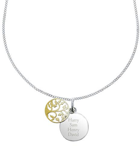 Always Present Personalised Sterling Silver & 9ct Gold Family Tree Of Life Necklace