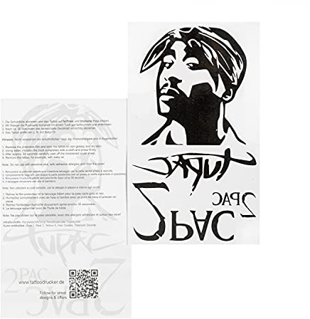 2 x 2Pac Tattoo Karte - Schriftzug und Portait - Temporary Body Tattoo (2)