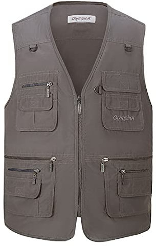 Hwalleum Hommes Léger Loisirs Gilets De Plein air, Homme Multi-Poches Gilet Casual Gilet Veste de Sport Journaliste Respirant Durable sans Manche Veste pour Camping Pêche Chasse Photographie