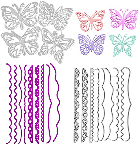 9 Stanzform Spitze, 4 Prägeschablone Schmetterlinge, Stanzformen Metall, Prägeschablonen Scrapbooking, Prägeschablonen Stanzschablonen für DIY Kartenherstellung Scrapbooking Fotoalbum Handwerk Deko