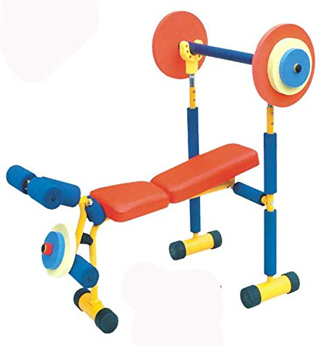 PDKJNID Spaß- und Fitnessgeräte für Kinder, Hantelbank-Set Einstellbares Langhantel-Spielzeug Set, für Kinder Spielen Übung vor, Multifunktions-Trainingspresse