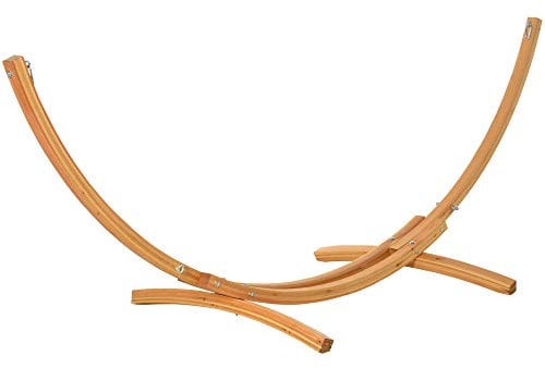 Outsunny 3(m) Wooden Hammock Stand, 1 Person Hammock Frame with Chain and Safety Buckles, Pine Wood Arc Stand for Garden, Patio, Outdoor and Indoor, Natural