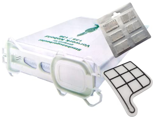 6 Staubsaugerbeutel Vlies geeignet Vorwerk Kobold VK 135 VK 136 + 1 Motorschutzfilter + 6 Duftchips
