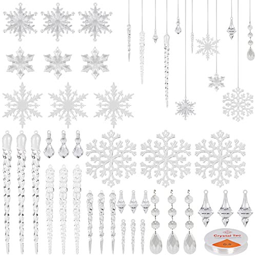 DERAYEE 36 PCS Christmas Hanging Decoration, Acrylic Crystal Ornaments Christmas Tree Decoration for Xmas Wedding Festival Home Party Supplies