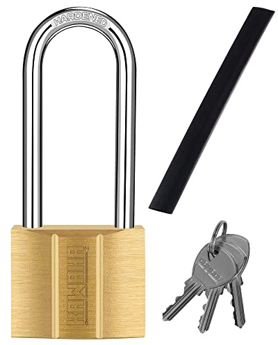 KAWAHA 81/40L-1P Vorhängeschloss mit langem Bügel (wasserdicht, massives Messingschloss) für Schuppen, Aufbewahrungseinheit, Schule, Fitnessstudio, Zaun, Werkzeugkasten, Haspe, Aufbewahrung – 40 mm L