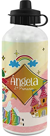 LolaPix Bouteille Licorne. Bouteille personnalisée. Bouteille d'eau pour enfants. Bouteille personnalisée en aluminium. Avec 2 bouchons. Alpacorn pour enfants