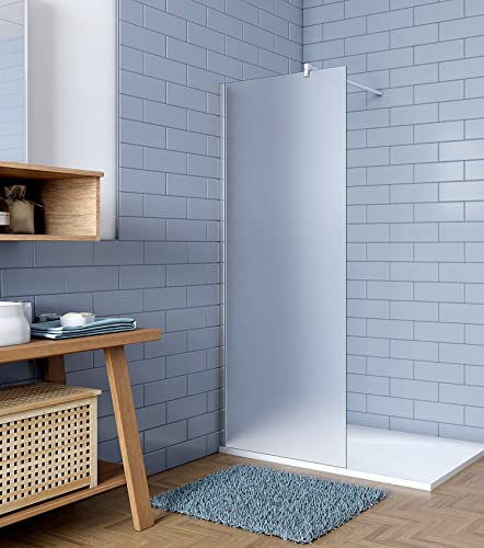 Acezanble Walk in Dusche 80cm Duschabtrennung Walk-in Duschwand 10mm Nano Milchglas H200cm