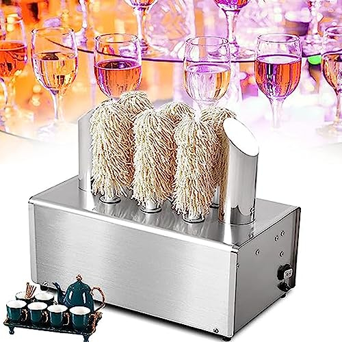 NOGRAX Glass Polisher - Wine Glass Polisher- Commercial Electric Machine - High Powered Heater & Microfiber Brushes - Easy Operation - For Restaurants, Hotels, Bars,8heads
