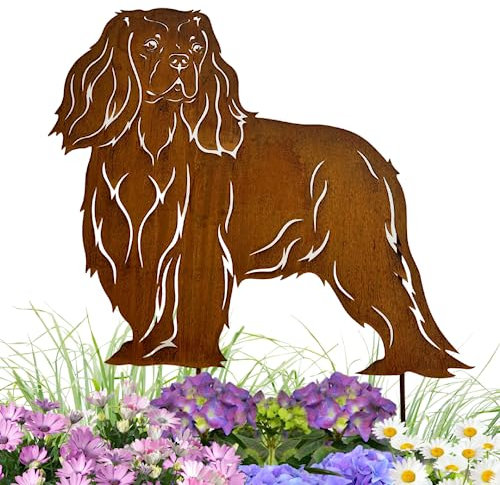 Terma Stahldesign Edelrost Hund Cavalier King Charles Spaniel, Handmade Germany, tolle gartendeko aus Rost-Metall, deko rostoptik, Rostfiguren Tiere, rostfiguren Garten, Rostdeko