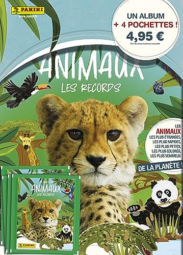 Panini Le Monde des Animaux - Les Records Album + 4 Pochettes