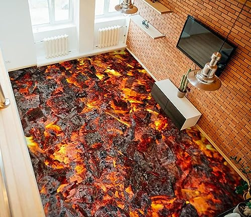 Autocollant De Sol Étanche Autocollant Personnalisé Peintures murales de papier peint de plancher de texture rouge 3D, 400*280cm Auto-Adhésif Amovible Cuisine Bain Sol Étanche Tapis De Sol Tapis Impr