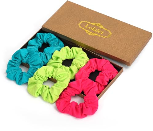 (6 Stück) Lolalet Baumwolle Haargummis Scrunchies Haare Bands, Weiche Elastisch Pferdeschwanzhalter für Damen Frauen Mädchen Haarschmuck 6 Farben - Stil B