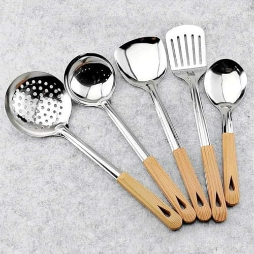 Stainless Steel Spatula Kitchenware Set Soup Spoon Cooking Iron Shovel Kitchen Household Cooking Spoon Colander Non-Stick