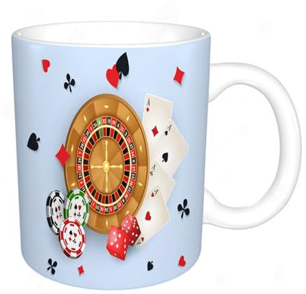 Original Casino Banner Poster Design with Roulette Wheel Chips tok Coffee Mug, Novelty Mug, Funny Mug, Practical Joke Mug, Rude Mug, Office Mug, Colleagues Mugs, Animal Mugs, Gifts for Men or Women